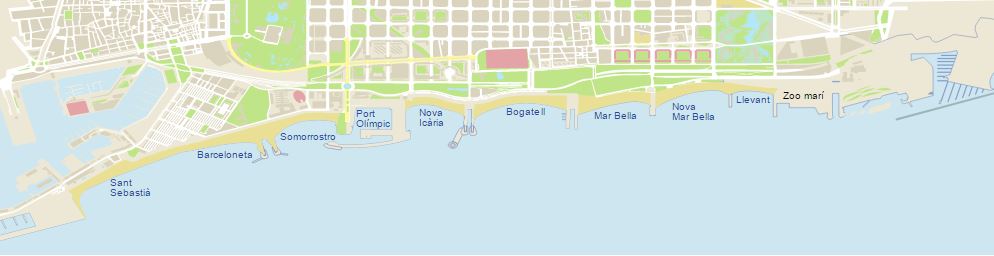 mapa playas de Barcelona